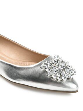 Journee Collection Women's Wide Width Renzo Flat Silver 6.5W NWOB